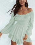 Off Shoulder Smocked Waist Romper