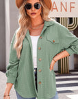 Textured Button Up Long Sleeve Shacket