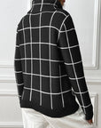 Heart Plaid Turtleneck Long Sleeve Sweater