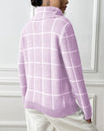 Heart Plaid Turtleneck Long Sleeve Sweater