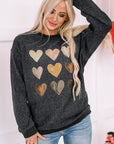 Heart Round Neck Dropped Shoulder Sweatshirt