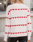 Heart Round Neck Long Sleeve Sweater