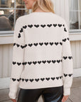 Heart Round Neck Long Sleeve Sweater