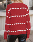 Heart Round Neck Long Sleeve Sweater