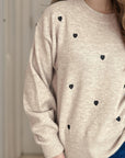 Heart Round Neck Long Sleeve Sweater