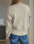 Heart Round Neck Long Sleeve Sweater