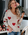 Heart Scoop Neck Long Sleeve Sweater