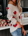 Heart Scoop Neck Long Sleeve Sweater