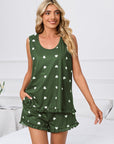 Heart Scoop Neck Tank and Shorts Lounge Set