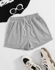 Light Gray Drawstring Pocketed Elastic Waist Shorts