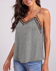 Rosy Brown Geometric V-Neck Spaghetti Strap Cami