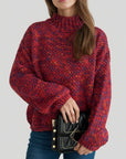 Heathered Turtleneck Dropped Shoulder Sweater