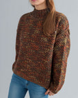 Heathered Turtleneck Dropped Shoulder Sweater