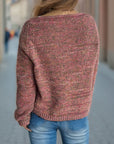 Heathered V-Neck Long Sleeve Sweater