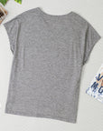 Gray Heathered V-Neck Short Sleeve T-Shirt