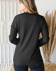 Black Heimish Full Size Ribbed V-Neck Exposed Seam Top