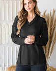 Dark Slate Gray Heimish Full Size Ribbed V-Neck Exposed Seam Top