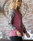 Heimish Full Size Snakeskin Print Raglan Sleeve Half Button Top