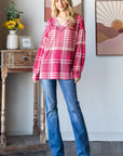 Heimish Plaid Drop Shoulder V-Neck T-Shirt