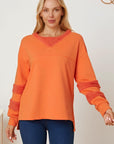 High-Low Round Neck Long Sleeve Sweatshirt