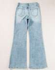 Light Gray High Waist Bootcut Jeans with Pockets