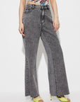 Dim Gray High Waist Bootcut Jeans with Pockets