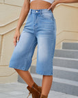 High Waist Denim Shorts with Pockets