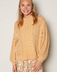 POL Mock Neck Cable Knit Sweater