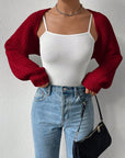 Honey Open Front Long Sleeve Cropped Cardigan