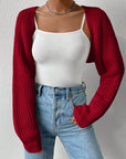 Honey Open Front Long Sleeve Cropped Cardigan