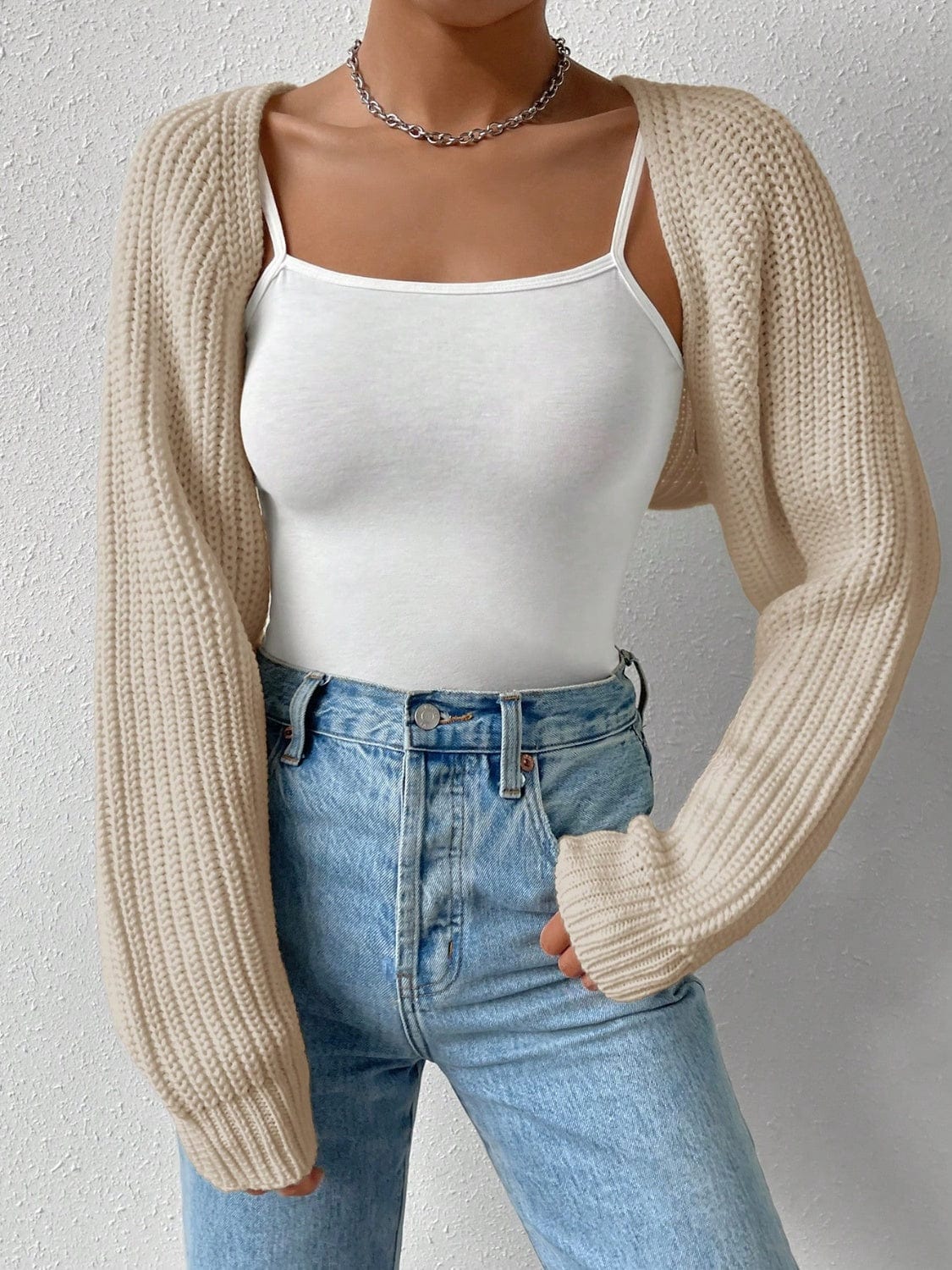 Honey Open Front Long Sleeve Cropped Cardigan