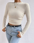 Honey Round Neck Long Sleeve T-Shirt