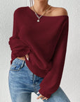 Honey Single Shoulder Long Sleeve Sweater