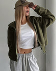 Honey Zip Up Long Sleeve Cropped Jacket