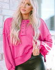 Thistle Exposed Seam Half Button Long Sleeve Sweatshirt