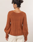 HYFVE Cable-Knit Round Neck Raglan Sleeve Sweater