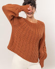 HYFVE Cable-Knit Round Neck Raglan Sleeve Sweater