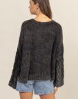 HYFVE Cable Knit V-Neck Dropped Shoulder Oversized Sweater