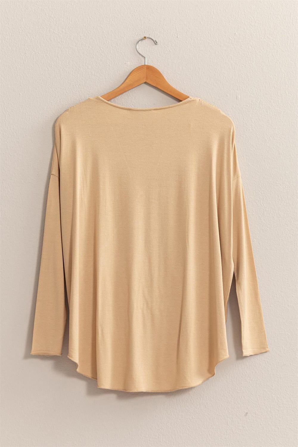 Wheat HYFVE Draped Drop Shoulder Long Sleeve Top