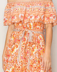 Tan HYFVE Floral Off-Shoulder Tie Front Maxi Dress