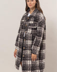 HYFVE Plaid Button Down Longline Shacket