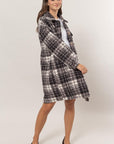 HYFVE Plaid Button Down Longline Shacket