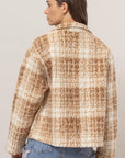 HYFVE Plaid Collared Neck Boucle Jacket with Pockets