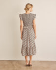 Light Gray In February Floral Smocked Ruffled Midi Dress