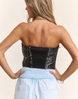 J.NNA Sequin Strapless Bustier Top