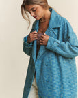 J.NNA Tweed Double-Breasted Long Sleeve Coat