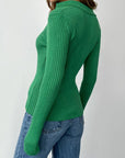 Johnny Collar Rib-Knit Top