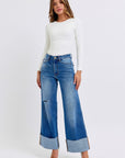 Judy Blue Full Size Distressed High Waist Wide Leg Jeans