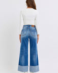 Judy Blue Full Size Distressed High Waist Wide Leg Jeans