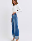 Judy Blue Full Size Distressed High Waist Wide Leg Jeans